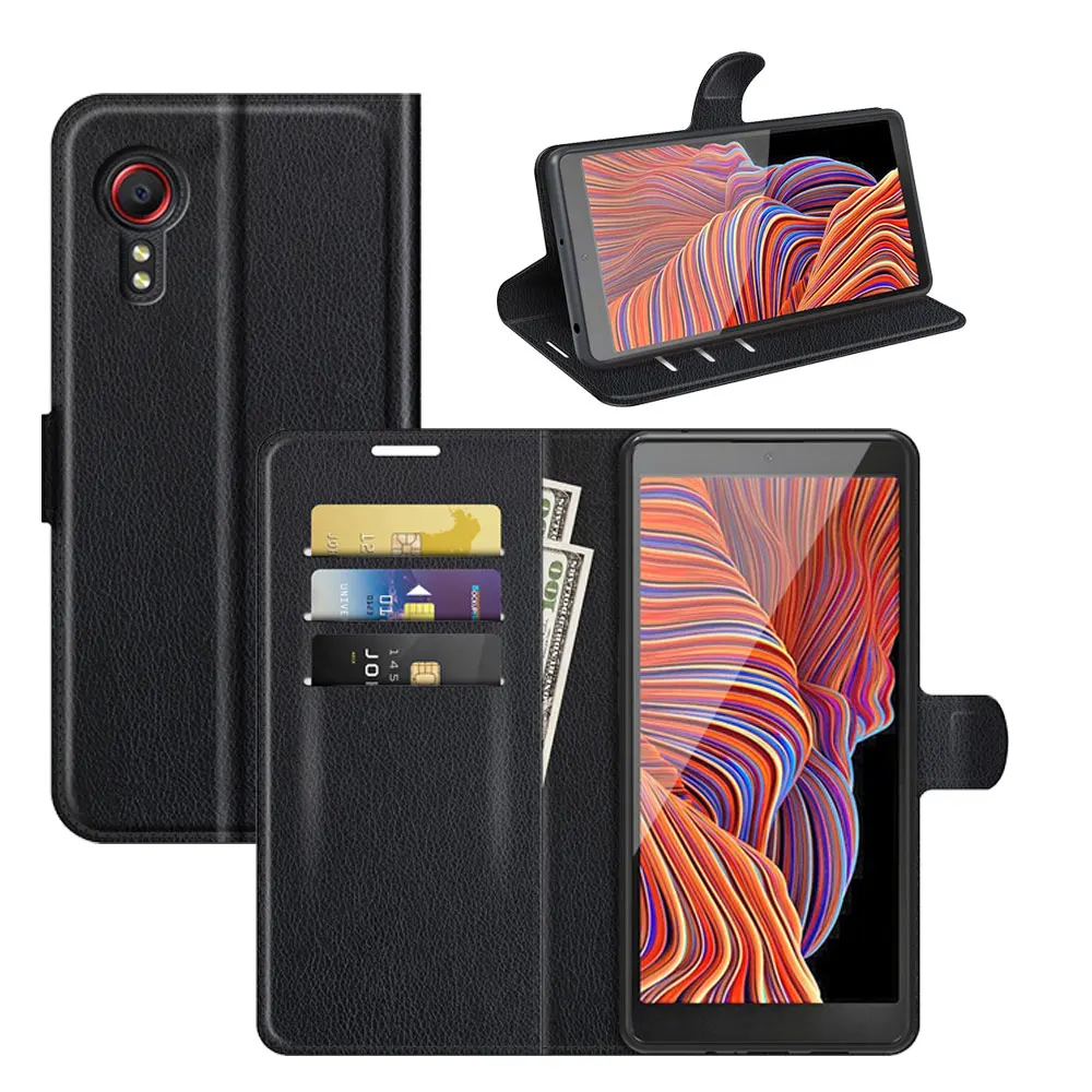 Однотонный Чехол-бумажник с рисунком личи для Samsung Galaxy Xcover 5 5s 4 4s 3 Pro G390F G388F Xcover5 Flip