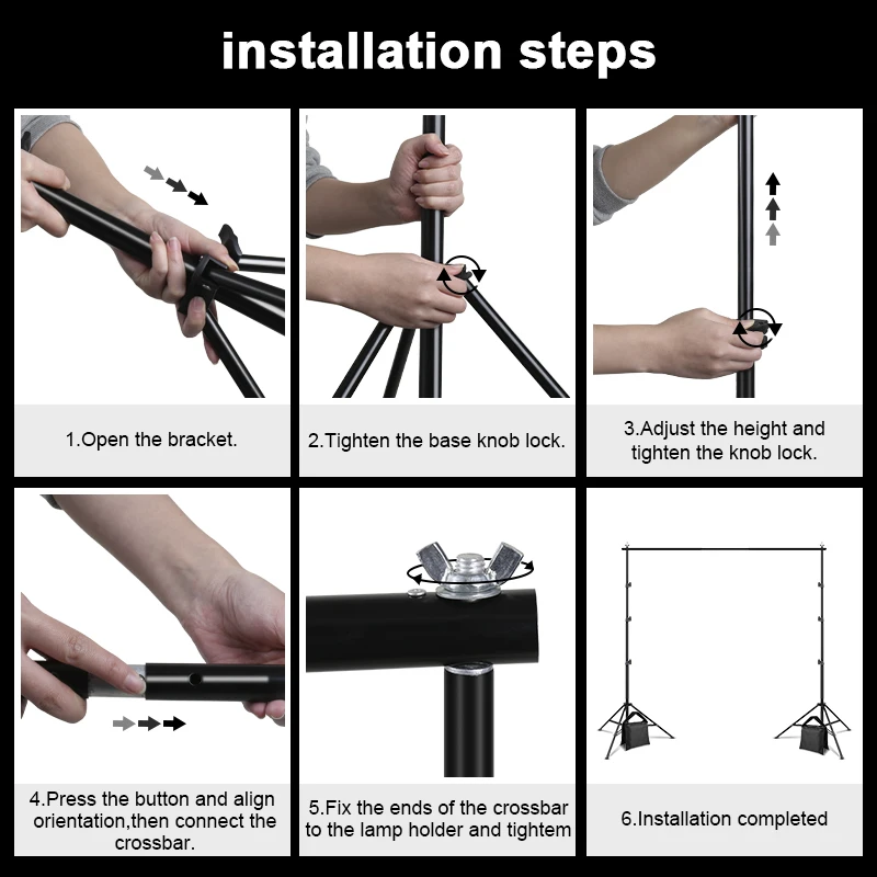 PYNSSEU Photo Background Stand 5 Size Adjustable Photography Muslin Support System with Carry Bag for Chroma Video | Электроника