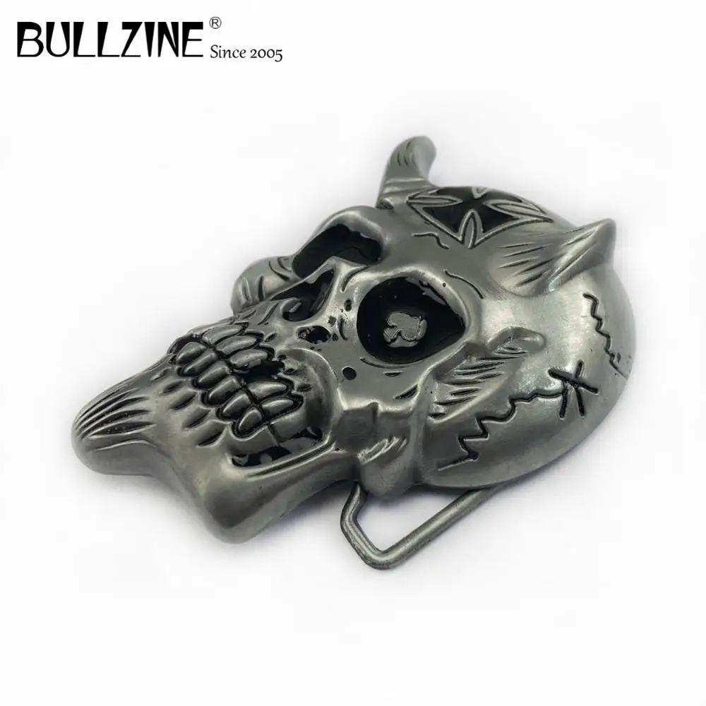 Оптовая продажа пряжка Bullzine из цинкового сплава с черепом оловянной отделкой