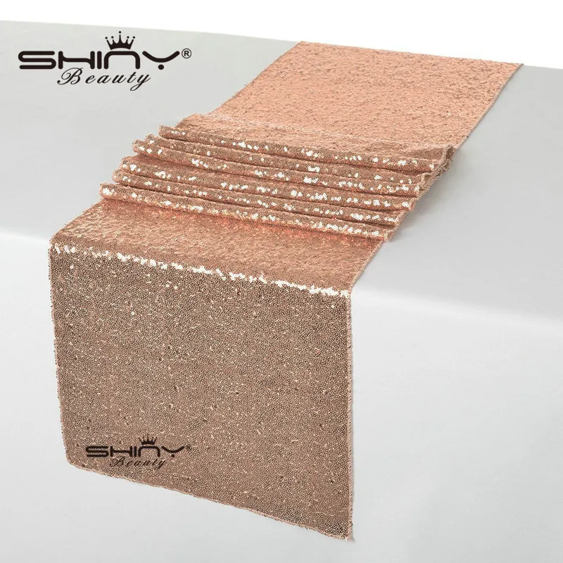 Shinybeauty настольная дорожка с пайетками из розового золота 12x120 дюймов блестками