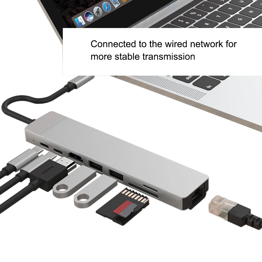 USB C концентратор 9 в 1 type C адаптер концентратор для Ethernet HDMI концентратор данных/PD Зарядка 3 USB 3,0 SD/TF кард-ридер/3,5 мм аудио