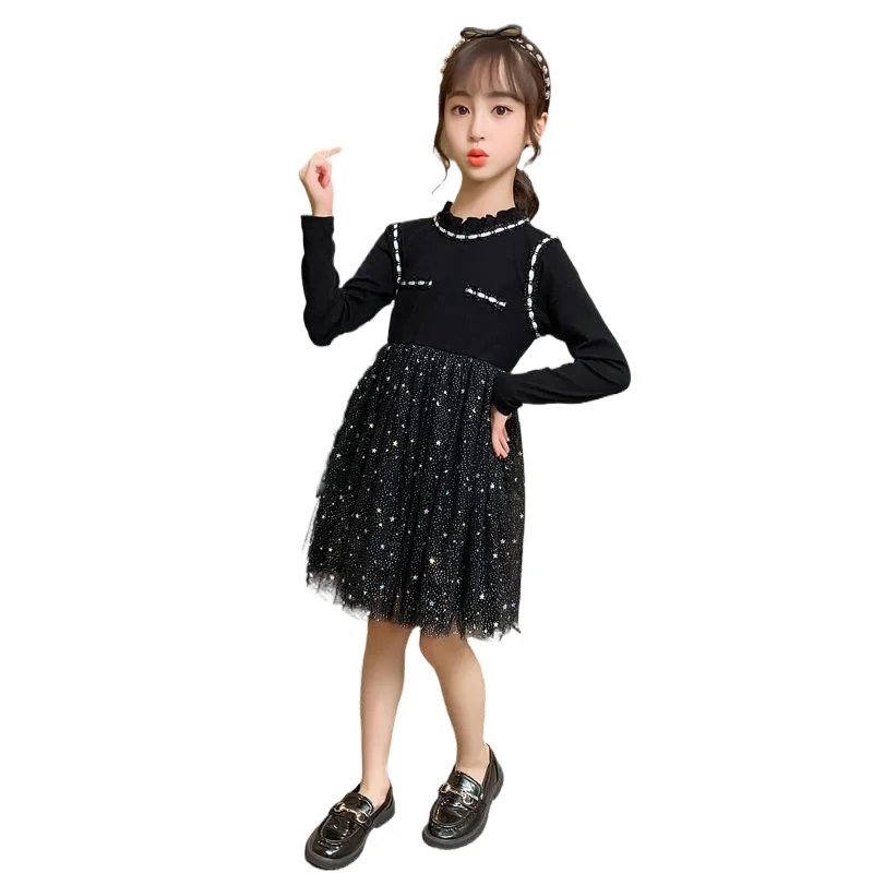 

Girls Dresses Spring and Autumn New 10 Girls Long Sleeved Net Yarn Dress Princess Dress 11 Children's Clothing 12 Kids Clothes 2