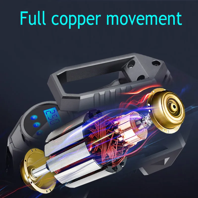 Портативный воздушный компрессор насос для шин автомобильный с цифровым