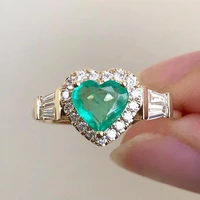 classic green crystal water drop ring fashion lady engagement weddin bands jewelry for female wedding anniversary gift