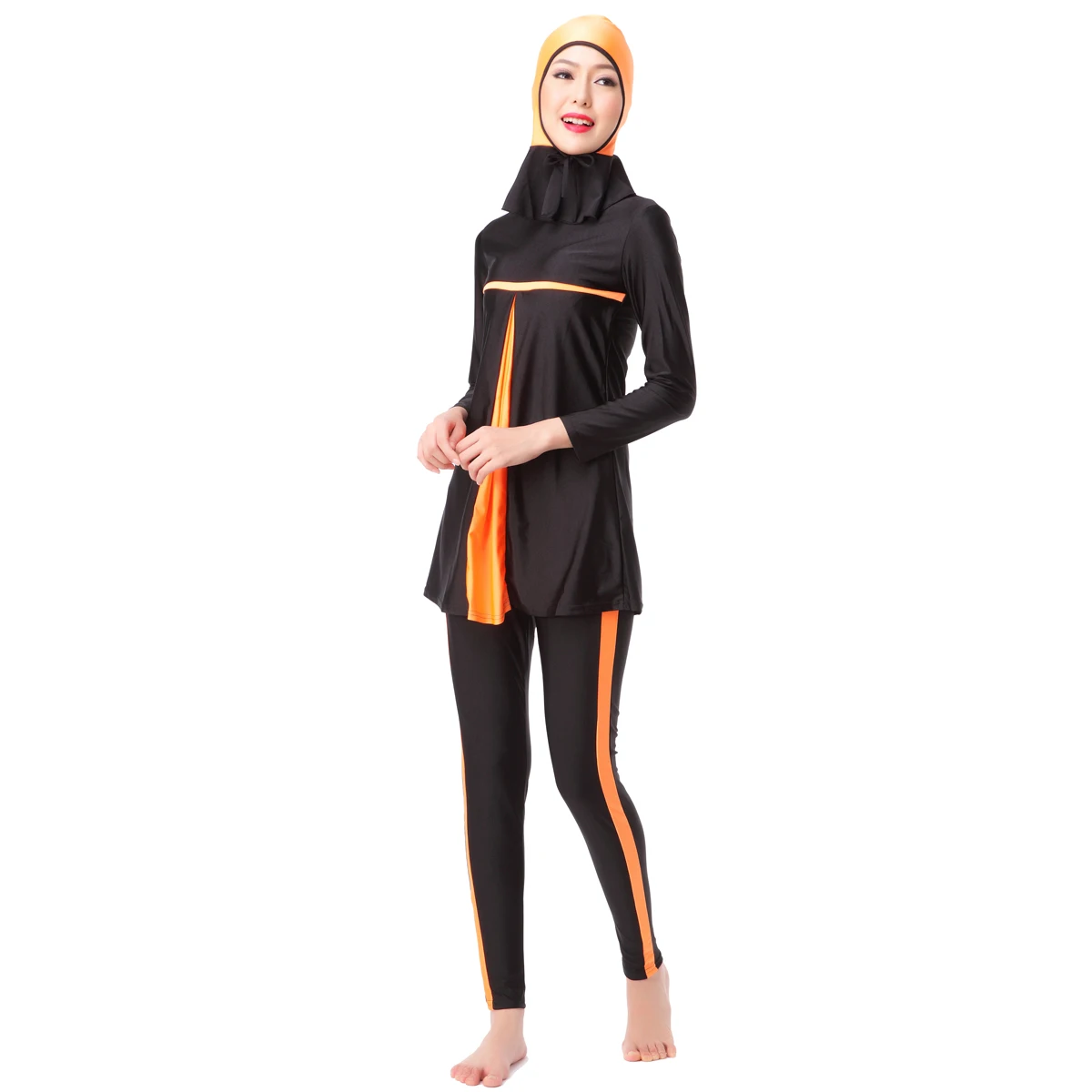 

Arab Islamic Muslim Swimwear Women Hooded Swim Wear Bathing Burkini 3 Piece Suits Hijab Swimsuit Modest Swim Surf Wear Sport