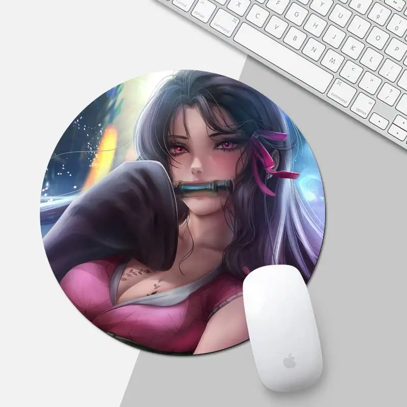 

Demon Slayer Anime nezuko Customized MousePads Computer Laptop Anime Mouse Mat Round Non-slip Cushion