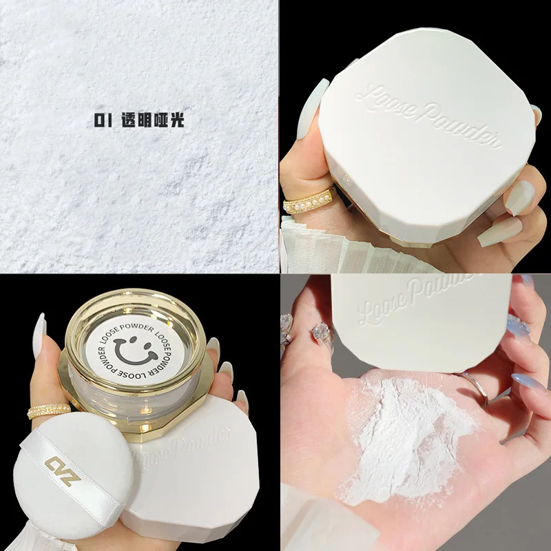 

4 Colors Makeup Loose Powder Transparent Finishing Powder Waterproof Cosmetic Puff For Face Finish Setting With Puff