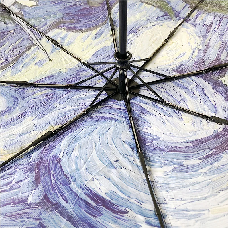 Женский зонт с рисунком Ван Гога креативный аксессуар от дождя и солнца масляная