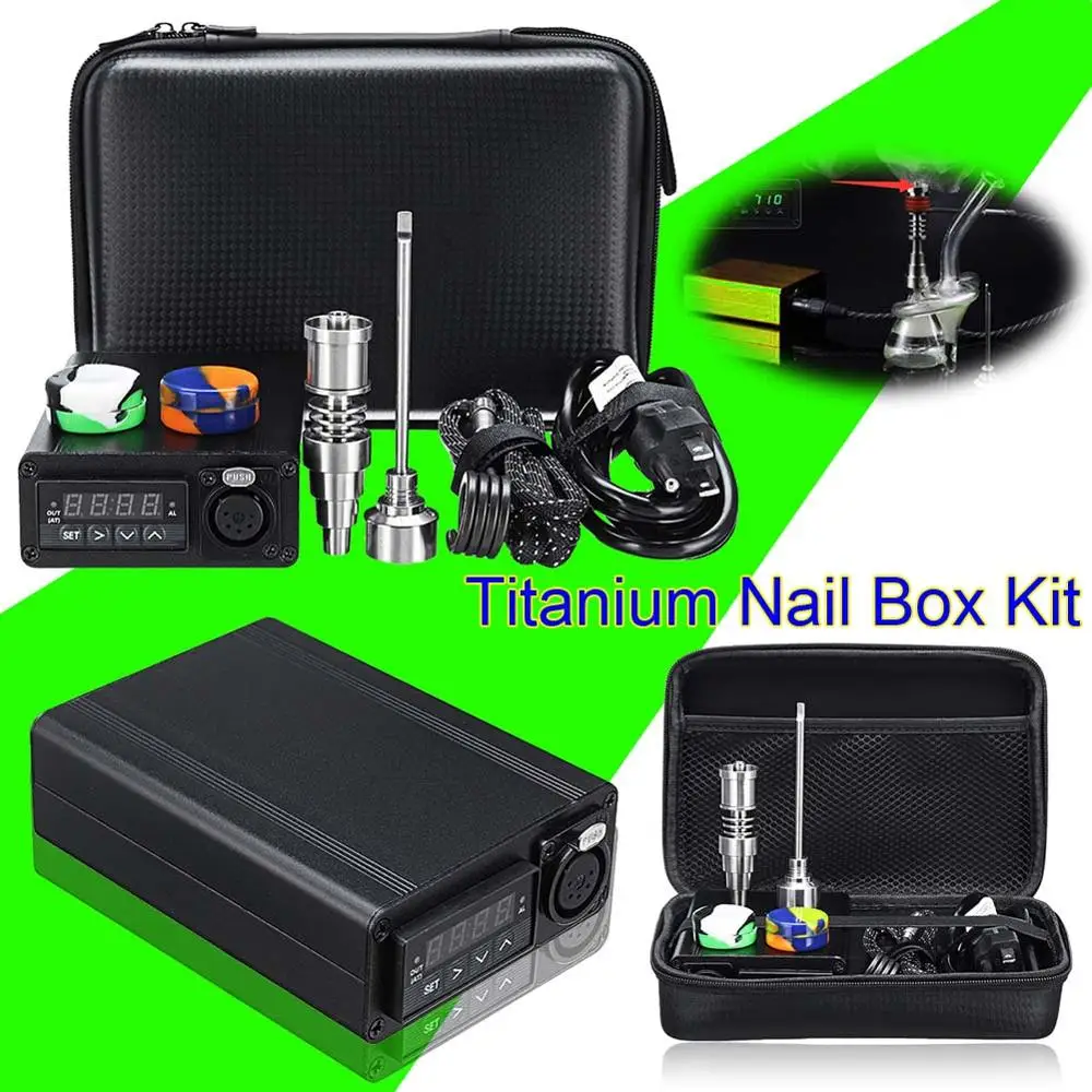 

Electric Titanium Alloy E-Nail Box Kit Temperature Control Heater Aromatherapy Oil 16/20mm UK/EU/AU/US Plug E2S 128 x 85 x37 mm