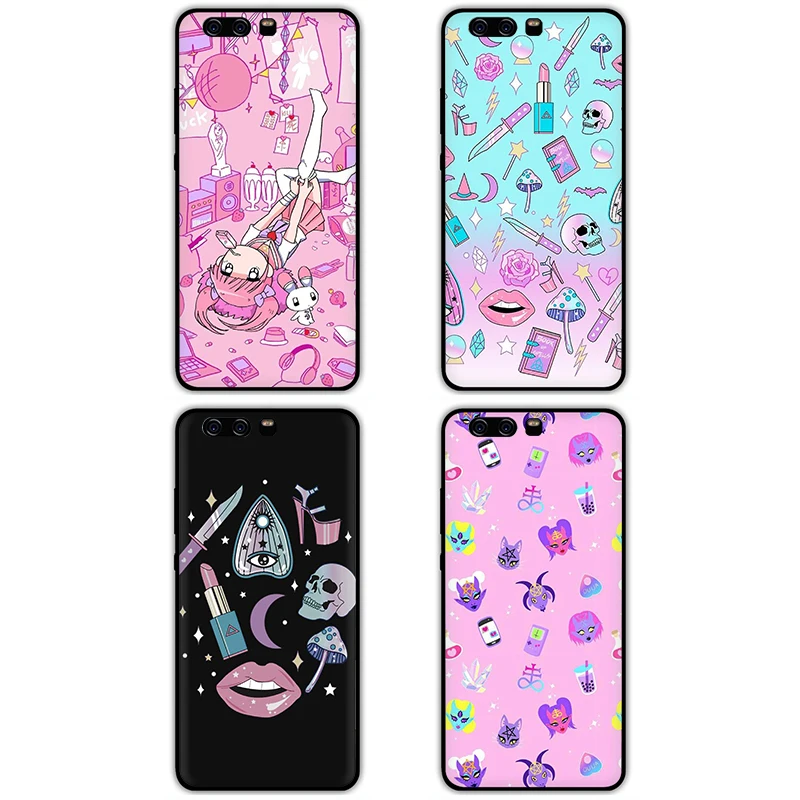 EWAU Girly Pastel Witch Goth силиконовый телефон чехол для Huawei P8 P9 P10 P20 P30 Lite Mini Pro P Smart Z Plus