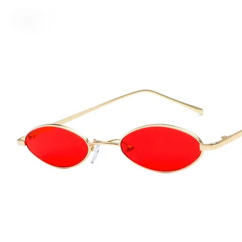 Retro Small Oval Sunglasses Women Vintage Brand Shades Black Red Metal Color Sun Glasses For Female Fashion Designer Lunette 1