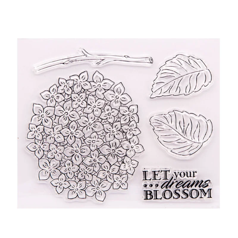 Гортензия лист прозрачный силиконовый печать DIY Скрапбукинг резиновая штамповка