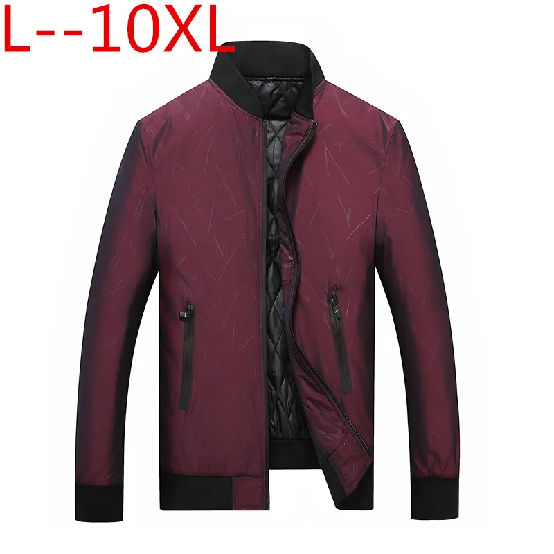 

5XL 8XL 6XL плюс 10XL модное пальто на молнии с воротником-стойкой новые парки короткая однотонная одежда зимняя мужская куртка