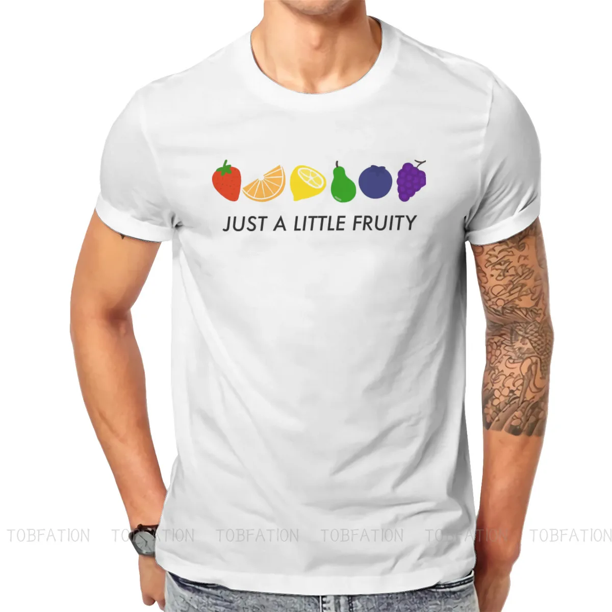 

LGBT Gay Rainbow Pride Fruity Flag Classic Tshirt Classic Alternative Men's Clothing Tops Plus Size Cotton Crewneck T Shirt