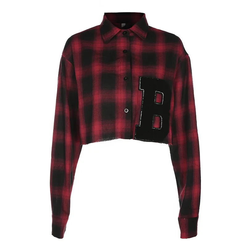 Женская клетчатая рубашка с длинными рукавами и надписью May Leaves Love топы блузки