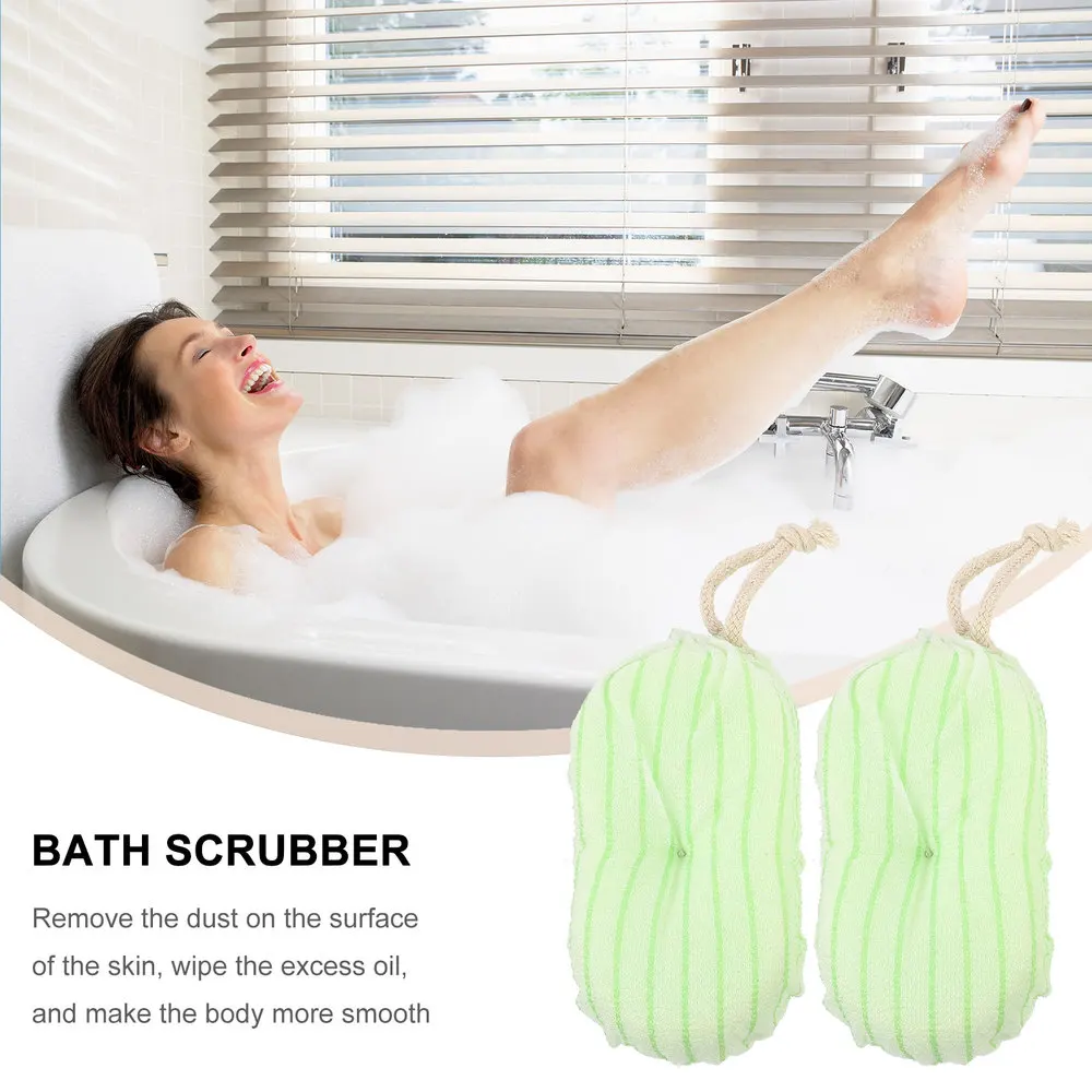 

2Pcs Bath Sponge Shower Cleaning Scrubber Bathing Exfoliating Pouf for Adults