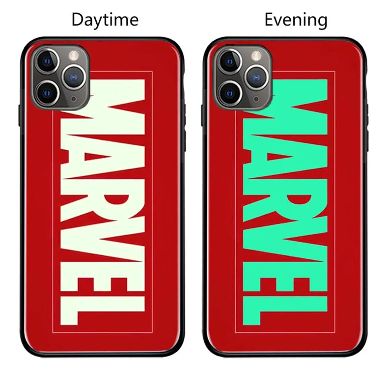Marvel Бэтмен Веном чехол в виде светящегося стекла для iphone 11 Pro XS MAX XR X 7 8 6 6S Plus Мстители Черная пантера Железный человек чехол - Цвет: Red Marvel