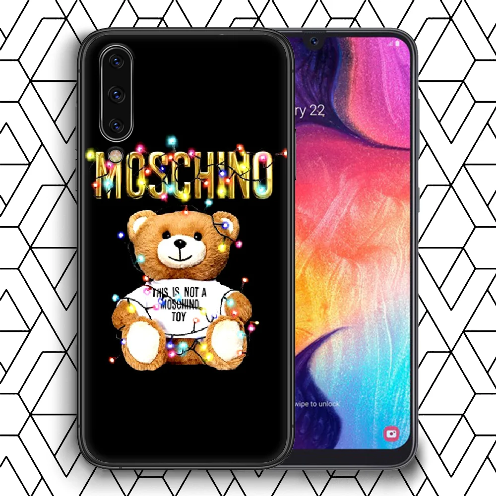 

Italy Cute Bear Luxury Brand Phone Case Cover For Samsung Galaxy A 8 10 11 20E 21 30 40 50 51 70 71 81 S black Prime Fashion