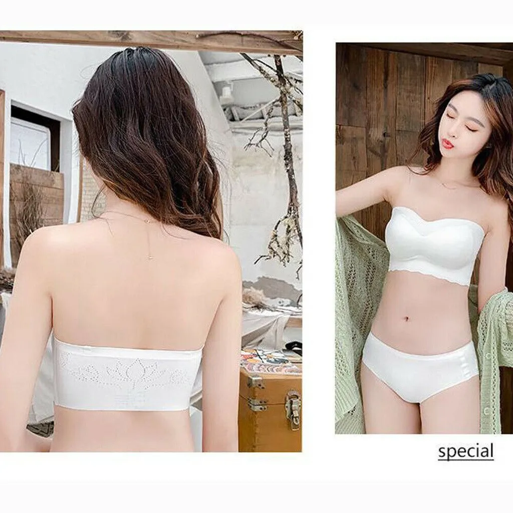 Женский бесшовный бюстгальтер из вискозы короткий Топ без бретелек однотонное