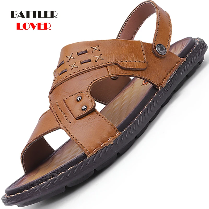 

Genuine Leather Men Sandals Soft Summer Beach Footwear for Male High Quality Sandalies Slippers Bohemia Size 38-45 Hot Sale