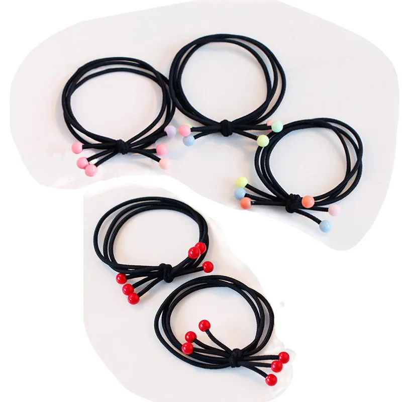 3 colored 2 red Mix 5 шт. новое кольцо-повязка для волос Красочные красные бусины эластичные резинки женский Хвостик Держатель резинка кольцо девушки повязки для волос аксессуары - Цвет: 3 colored 2 red Mix