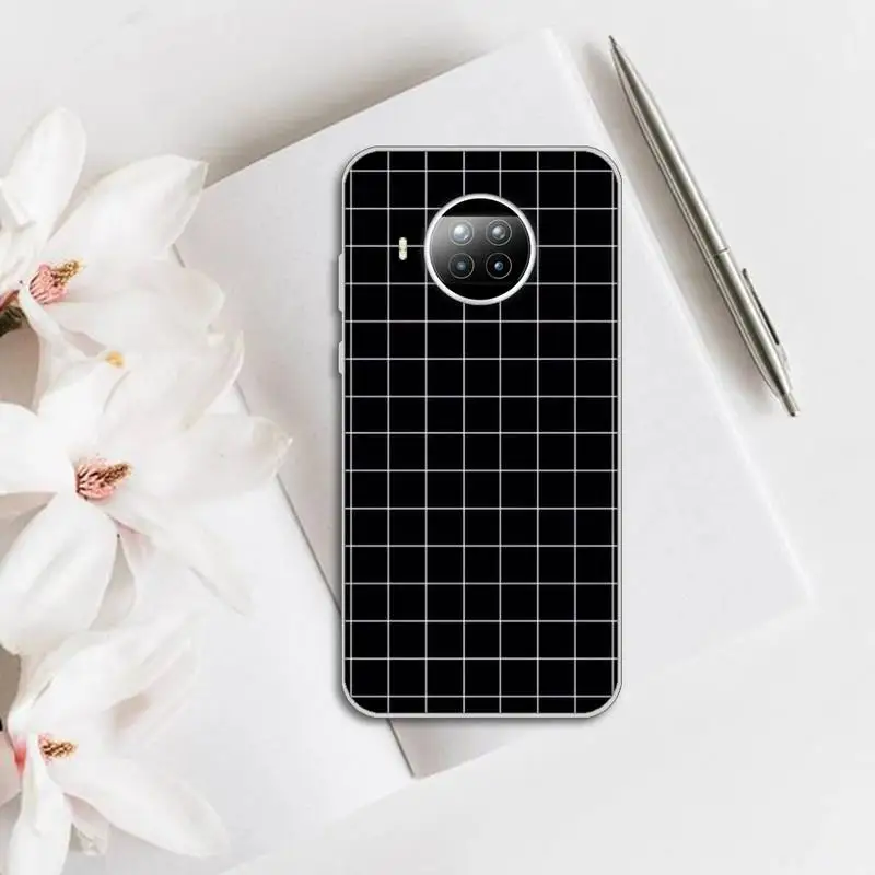 

Phone Case Transparent for Xiaomi mi Redmi note 10 t 8 9 pro lite 11 Samsung S 8 9 10 20 Cartoon Grid