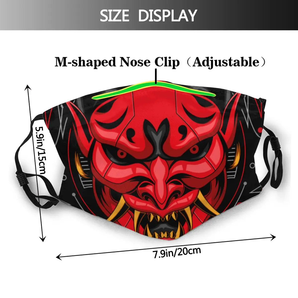 Yokai Oni Mask Mecha Adult Dust Activated Carbon Filter Funny Washable Face Fashion |