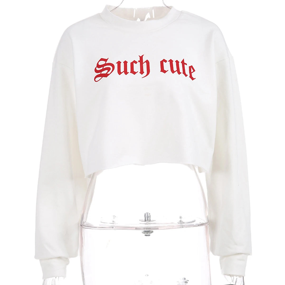 Женский укороченный Топ с длинным рукавом и надписью Модный пуловер круглым