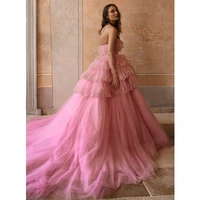 verng princess evening dress pink tulle formal dress vintage evening gown party dress long vestidos elegantes