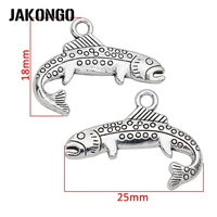 20pcs antique silver plated fish charm pendant for jewelry making bracelet diy accessories handmade craft 25x18mm