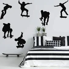 

6 Pieces Skateboards Sports Wall Decal Skateboard Wall Sti cker Home Decor For Kids Bedroom Skateboard Club dw20281