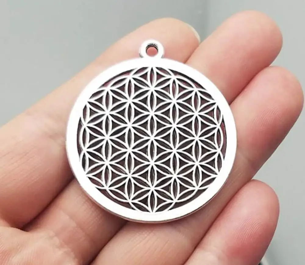 5 шт./лот 40 мм Цветочная чашка антикварные посеребренные подвески в виде цветка