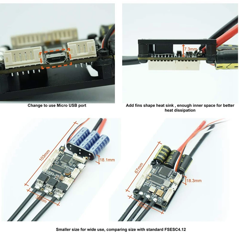 V4.20 Mini Fsesc4.20 50A Esc с алюминиевым анодированным радиатором для электрического