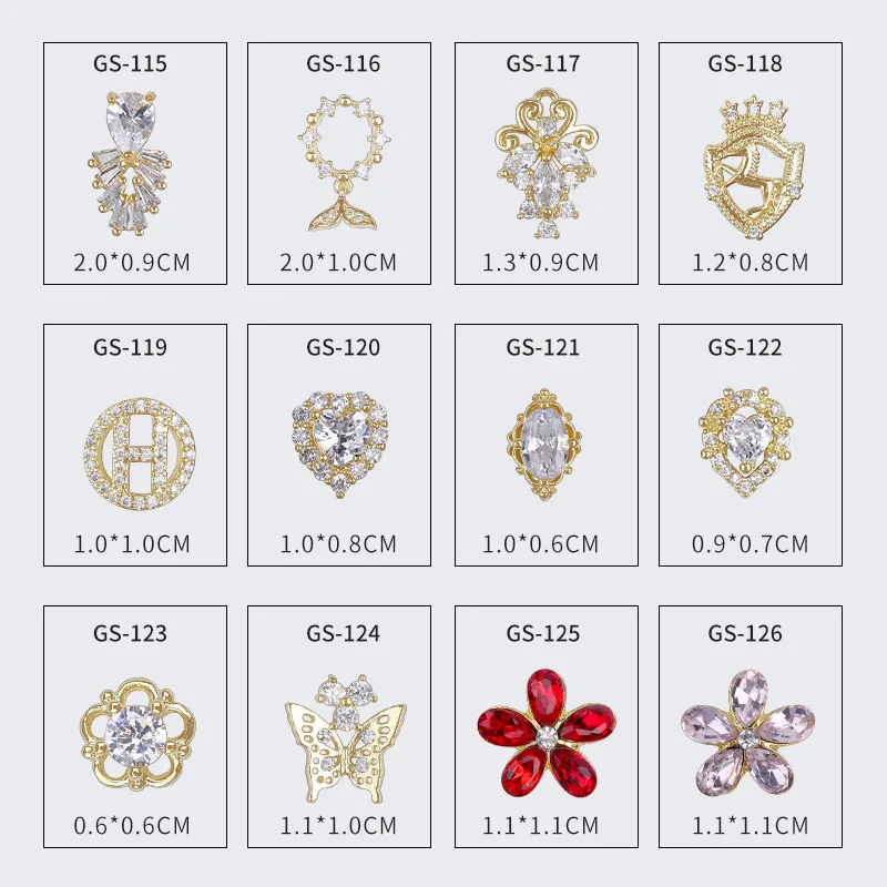 

Shiny Crystal Butterfly Flower Nail Art 3D Gold Jewelry Micro-inlaid AAA Cubic Zirconia Nail Charm Nail Art Shiny Rhinestone Hot