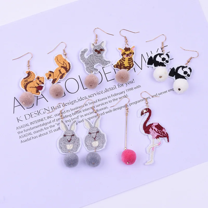 В Корейском стиле с вышивкой мелких животных Кролик белка и майка помпонами