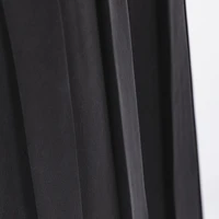 VOA Silk 30mm Black Heavy Side Zipper Yoke Pleated Stitching Arch Stitch Craft Wide Leg Skirt Pants KE112
