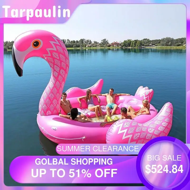 

6 Person Huge Inflatable Flamingo Pool Float Island Blow Up Summer Beach Swimming Party Lounge Raft Toys Kids Adults