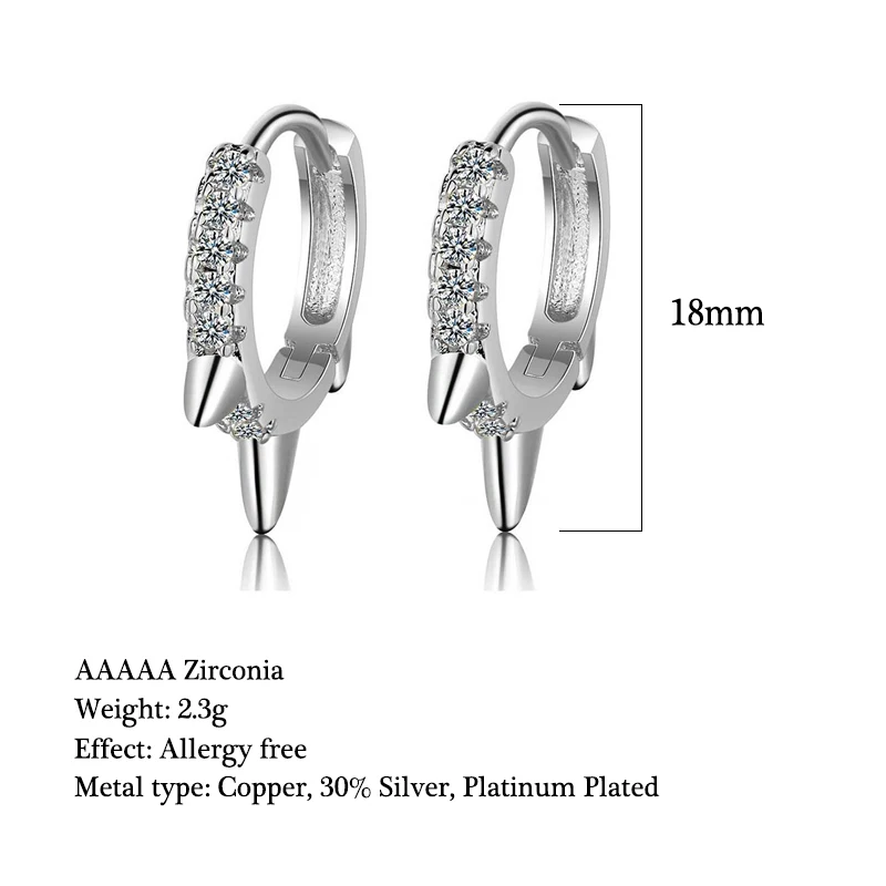 Симпатичные 5A серьги-кольца с кристаллами циркония модные золотистые Huggie