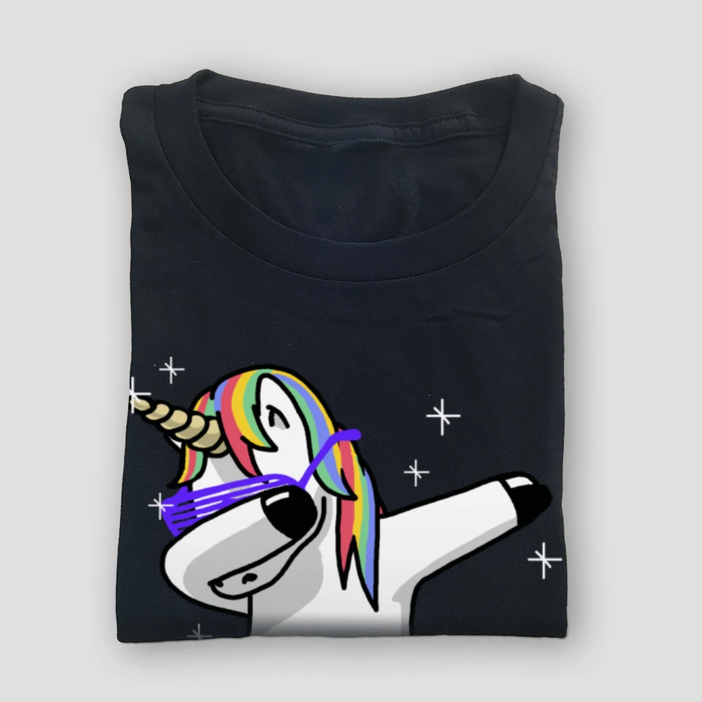 Мужская футболка для отдыха с единорогом и круглым вырезом 100% хлопок на