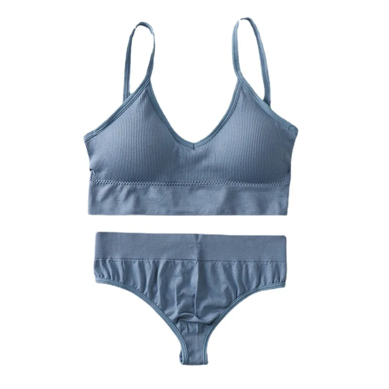 

New Undershirt Set Thin Section Without Steel Ring Sexy Gathering Bra Triangle Cup Beauty Undershirt Comfortable T Pants Bra