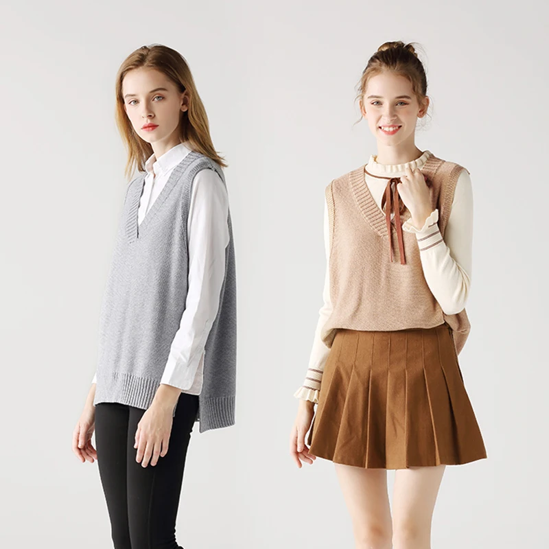 Элегантный дизайн вязаный жилет с v образным вырезом осенне зимний свитер