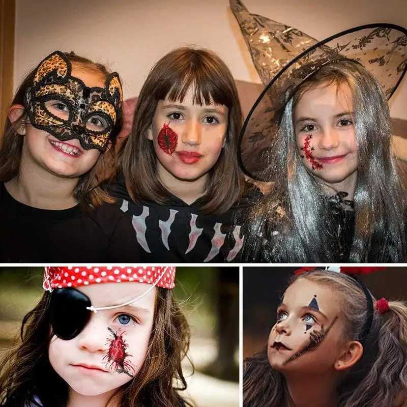 Хэллоуин террор Реалистичная прошитая временная татуировка долговечная