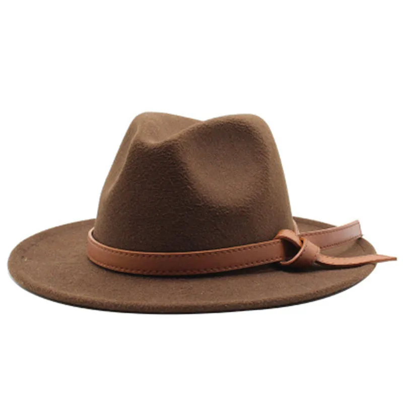 

women winter hats vintage Black pink blue wide brim solid women hats belt band Jazz caps panama wedding church dress fedora hats