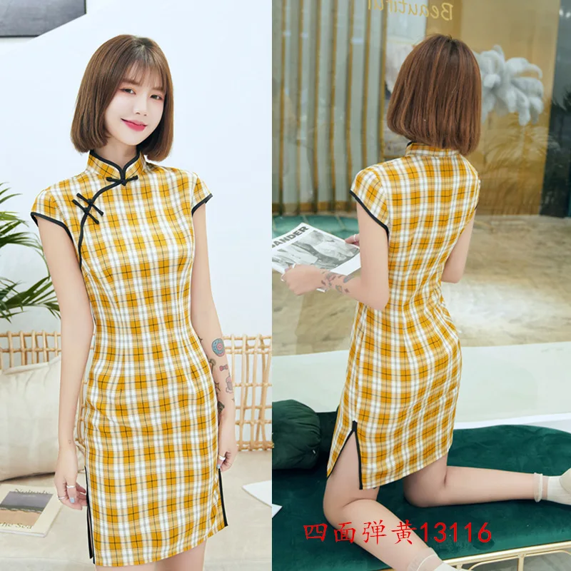 

Stretchable Qipao Chinese Dress Flexible Oriental Style Dresses 3XL Cheongsam 2020 New Clothes Elastic Force Qipao Pretty