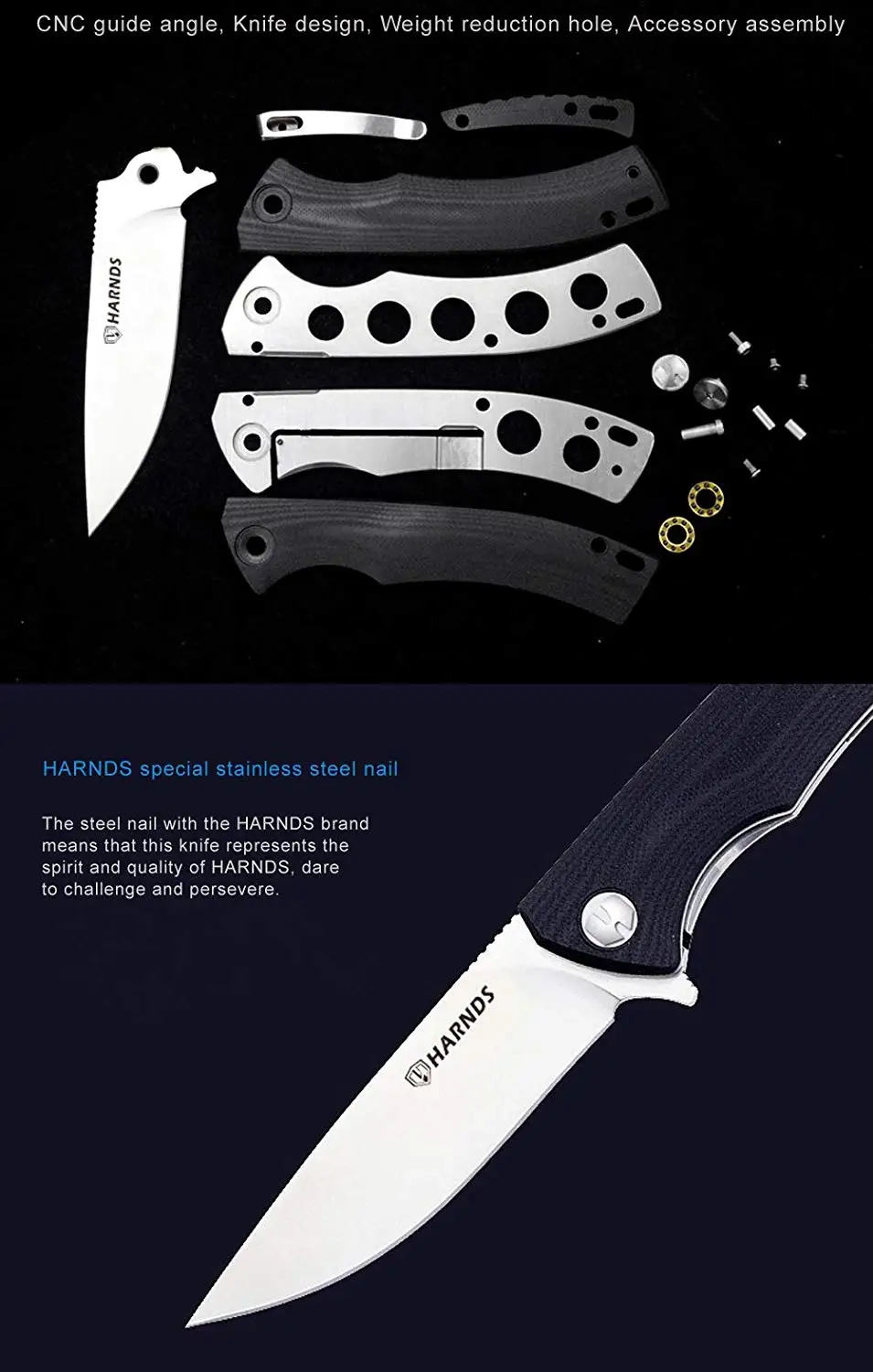 HARNDS CK9168 складной охотничий нож карманный нож для выживания Тактический G10 Ручка AUS-8A сталь 59HRC для работы Пешие прогулки на открытом воздухе