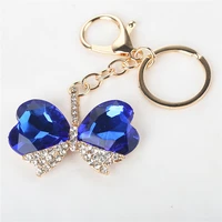 fine jewelry imitation pearls crystal alloy bow chain keychain car holder bag pendant for female girl gift keyring trinket