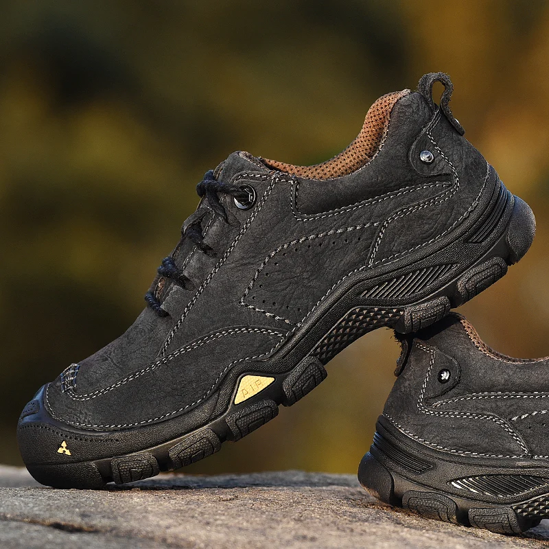 Online Kualitas Tinggi Desainer Populer Hiking Sepatu Pria Nubuck Kulit Asli Sepatu Outdoor Ankle Boots Mewah Pria Sepatu Retro