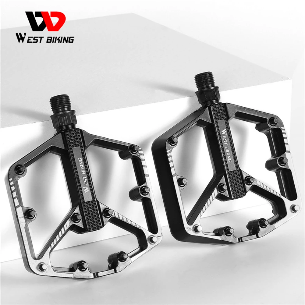 

WEST BIKING Mountain Bike Aluminum Alloy Pedals Anti-Slip DU Bearing Bicycle Footpegs Cycling Parts Accessories