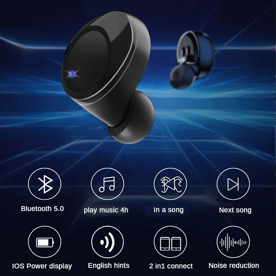 Беспроводные наушники TWS со светодиодным дисплеем Bluetooth-наушники с глубокими
