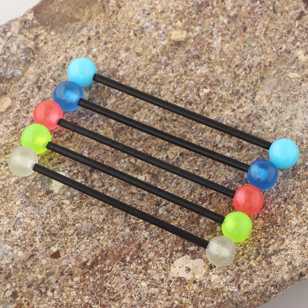 TIANCIFBYJS Acrylic Grow In Dark Industrial Barbell Earring 14 Gauge Helix Tragus Cartilage Body Piercing Jewelry Mix 5 Colors | Украшения